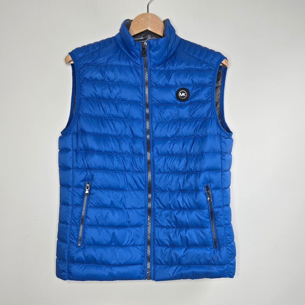 Michael Kors Royal Blue Puffer Down Fill Vest MENS M Layer Packable Travel